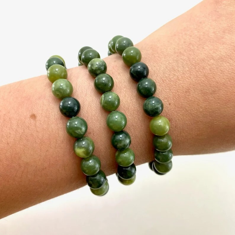 Green Nephrite Jade 8mm Beads Crystal Healing Balance Reiki Bracelet Xmas Gift