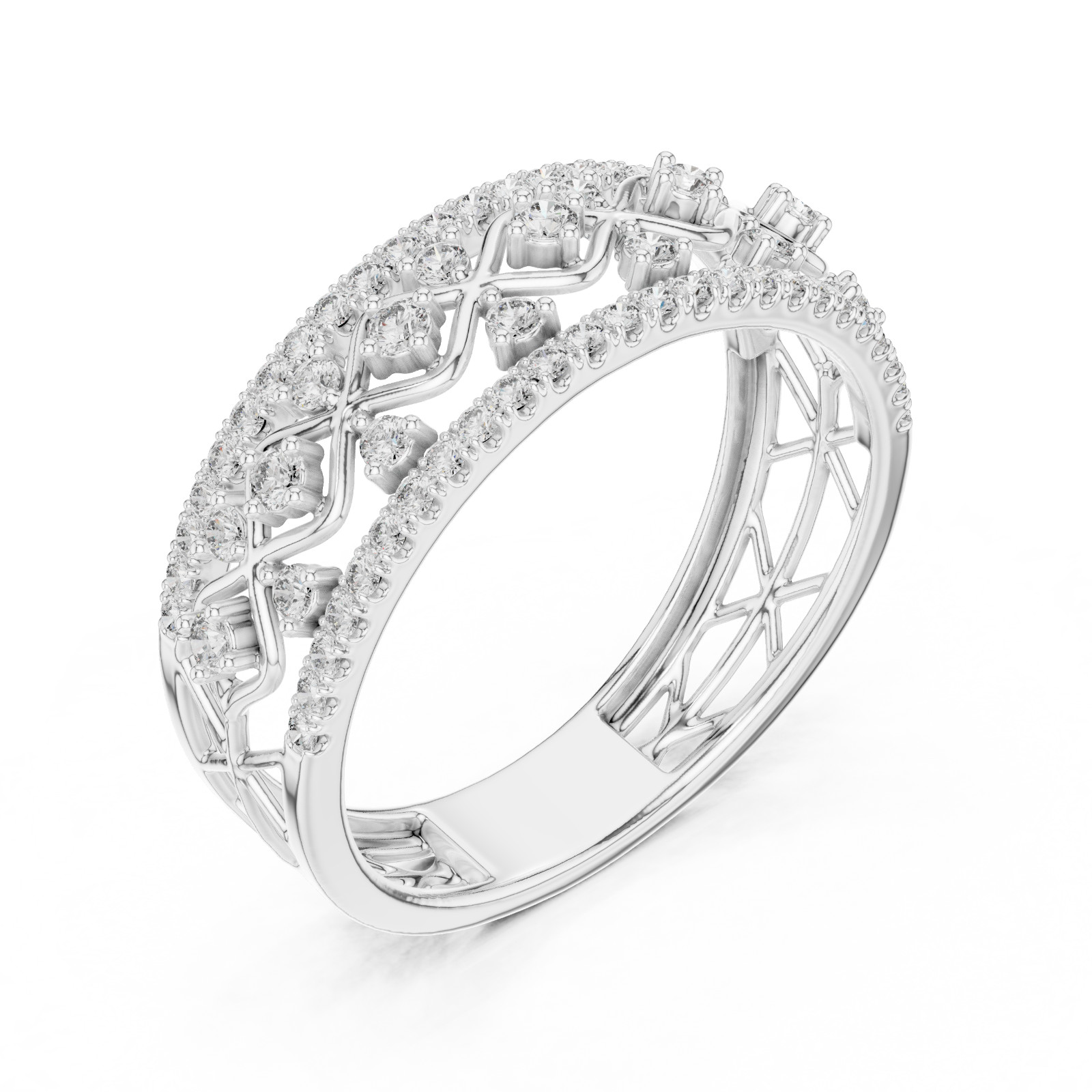 Natural Certified Diamond Prong Set Half Eternity Wedding Ring 14k Gold Over
