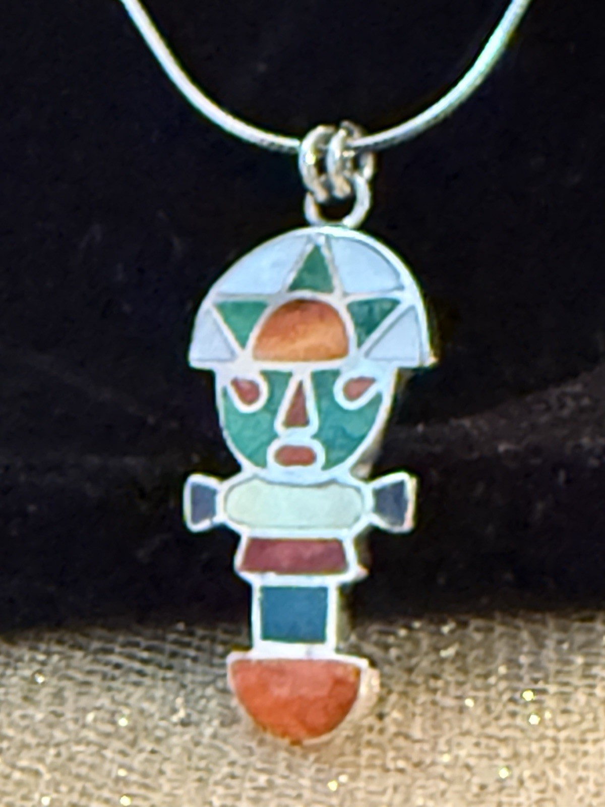 Peruvian Artistry Multi Gemstone Rainbow Legato Tumi Pend. Necklace Ster. Silv.