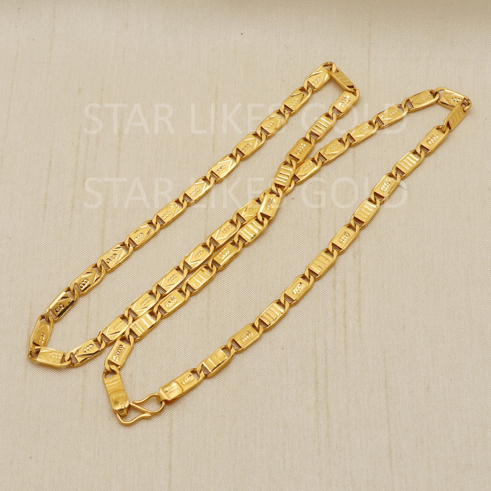 22K Yellow Gold Diamond Cut Machine Chain 20.25″ 12.07g 4.5mm Textured Link 916