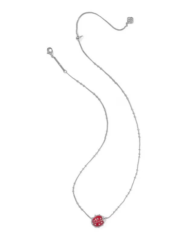 💚🐞NEW Kendra Scott 💚🐞”Sliver” Red Ladybug Short Pendant Necklace