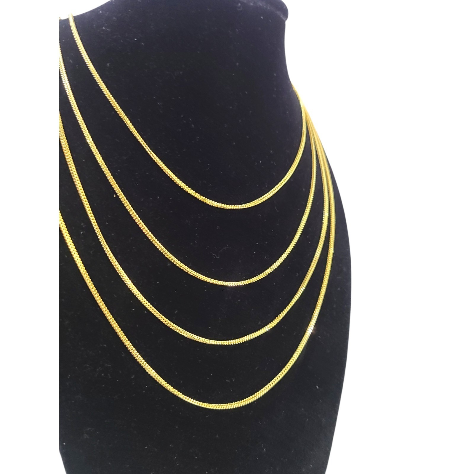 Real 18k Yellow Gold Franco Chain Necklace 1mm 16 18 20 22 Inch Men Women