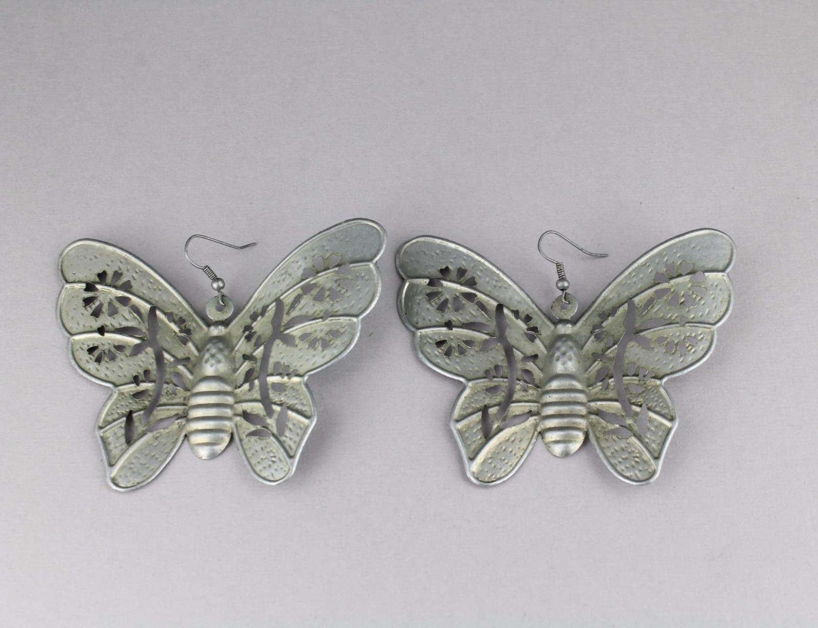 Silver huge butterfly earrings big giant lightweight dangle earrings large size