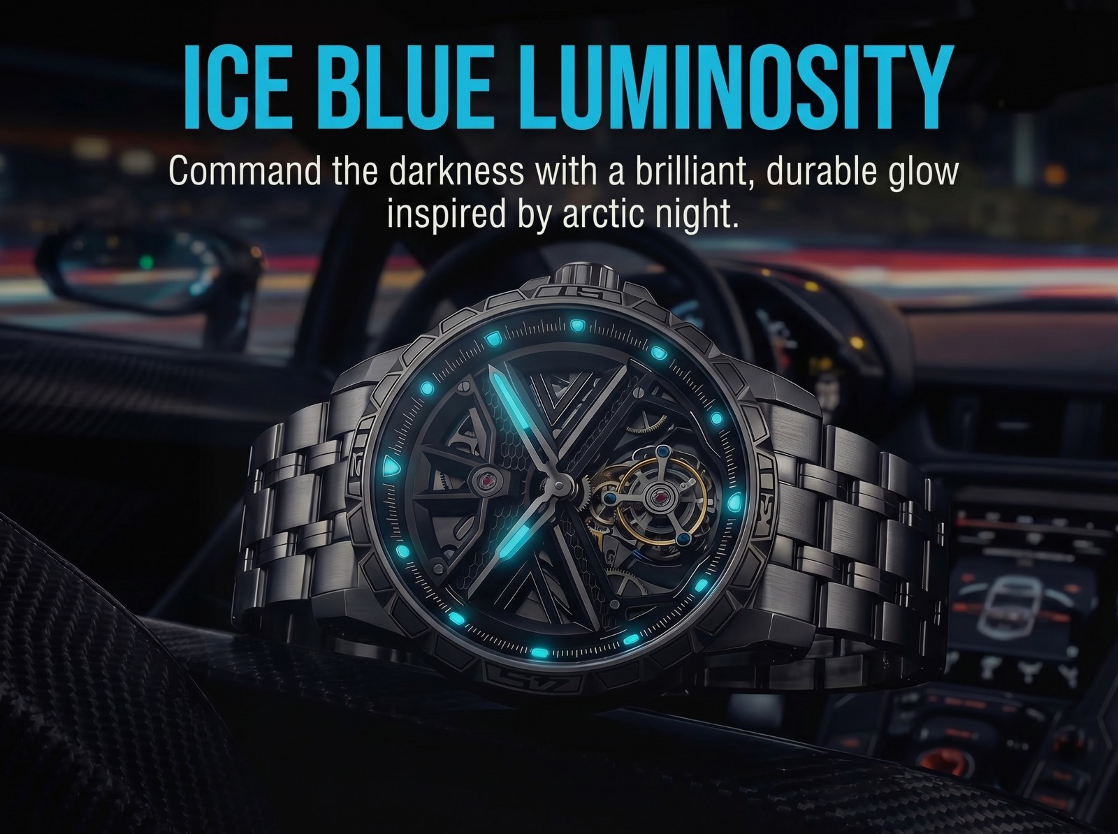 Men’s Genuine Flying Tourbillon Watch, Manual Winding Only, 42mm 316L Steel