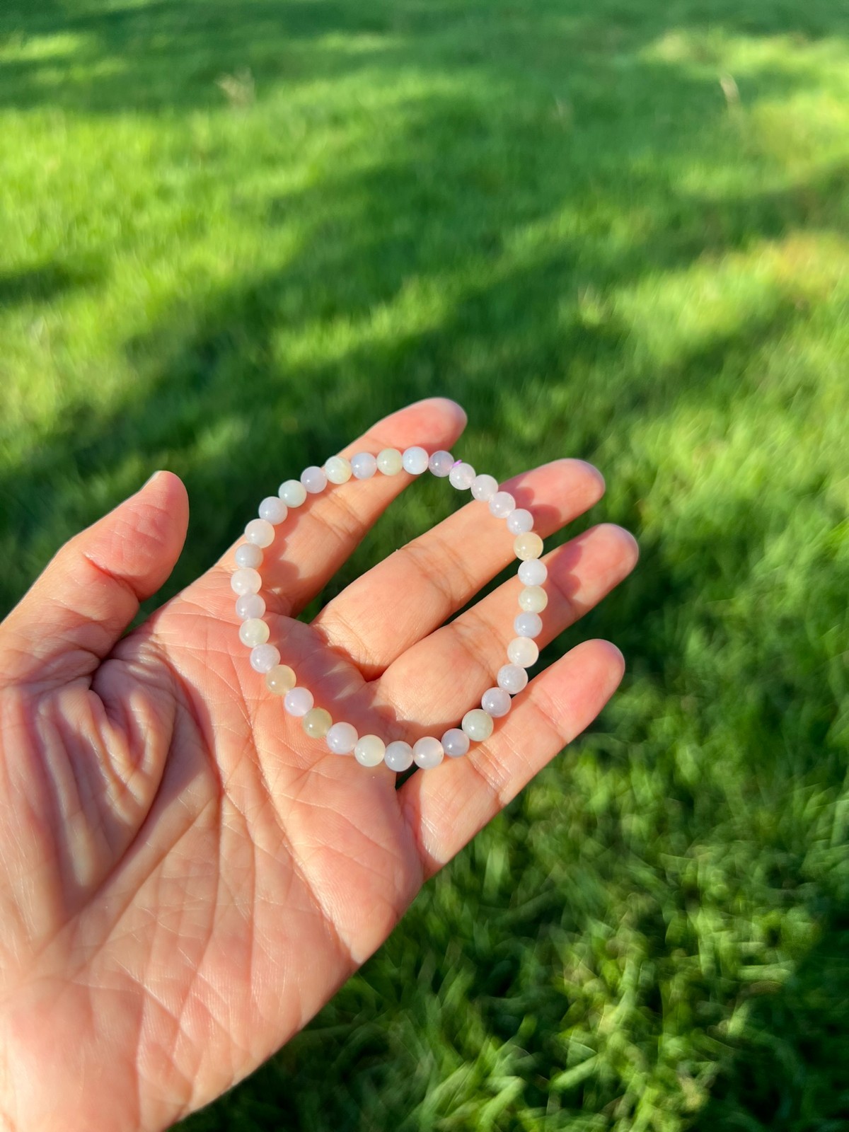 Beautiful Lavender Nephrite Jade 5.5mm Bead Bracelet H309 5