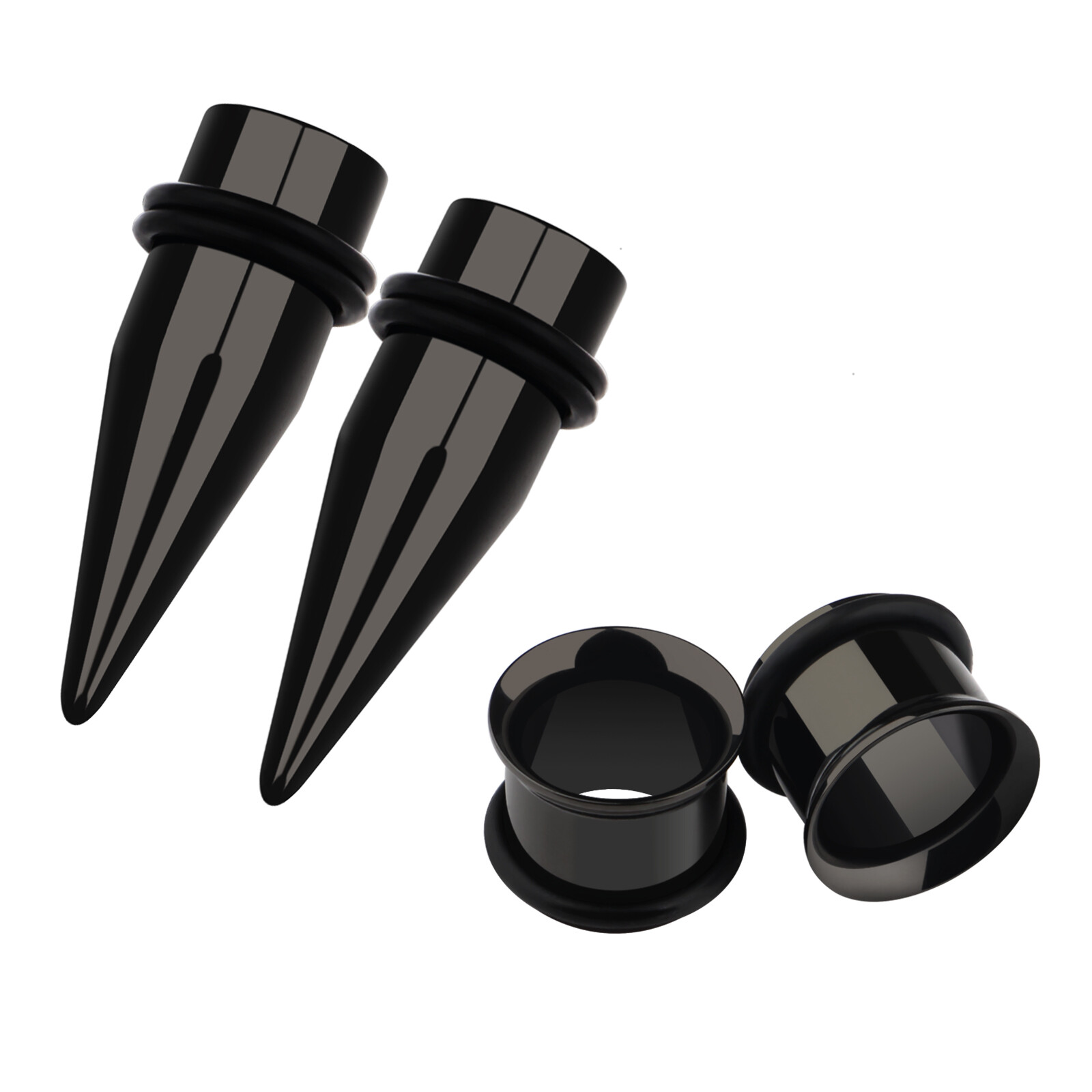 2 Pairs Ear Tapers Gauges Plugs Flesh Tunnels Stretcher Kits Stainless Steel