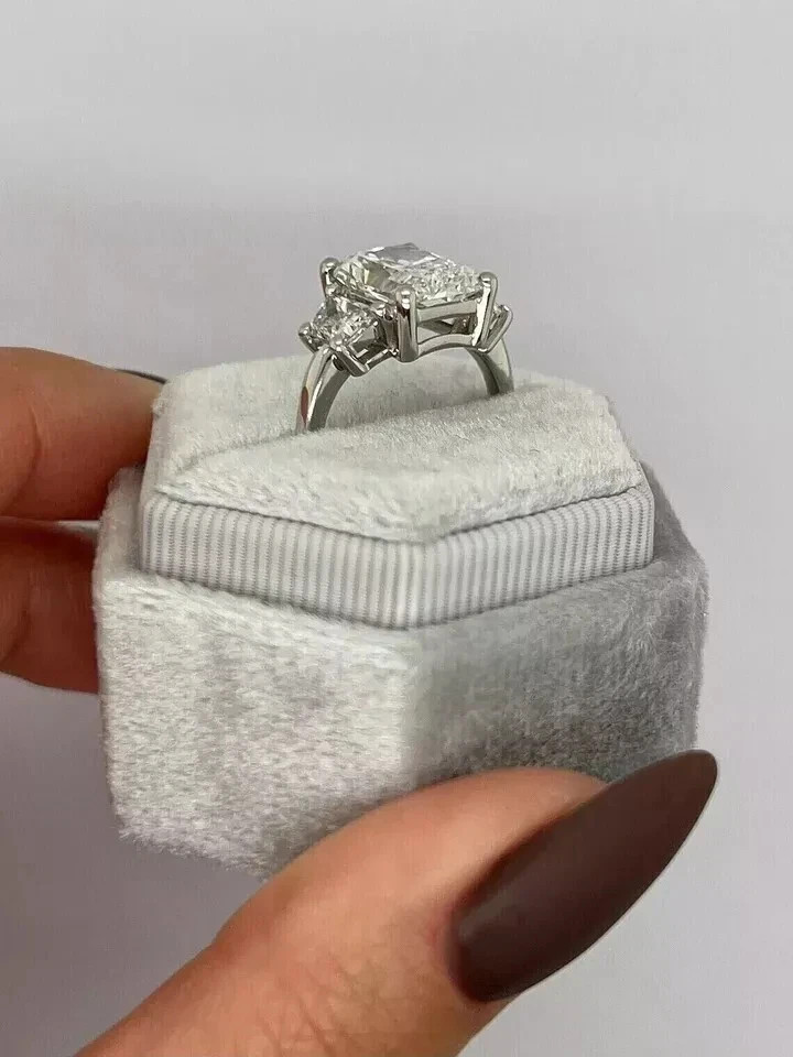 4Ct Radiant Cut Lab Created Diamond 14k white Gold FN Wedding/Engagement Ring
