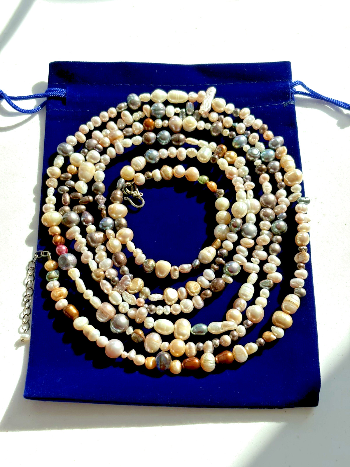 Multicolor Freshwater Pearl 69″ Long Necklace Iridescent Variation
