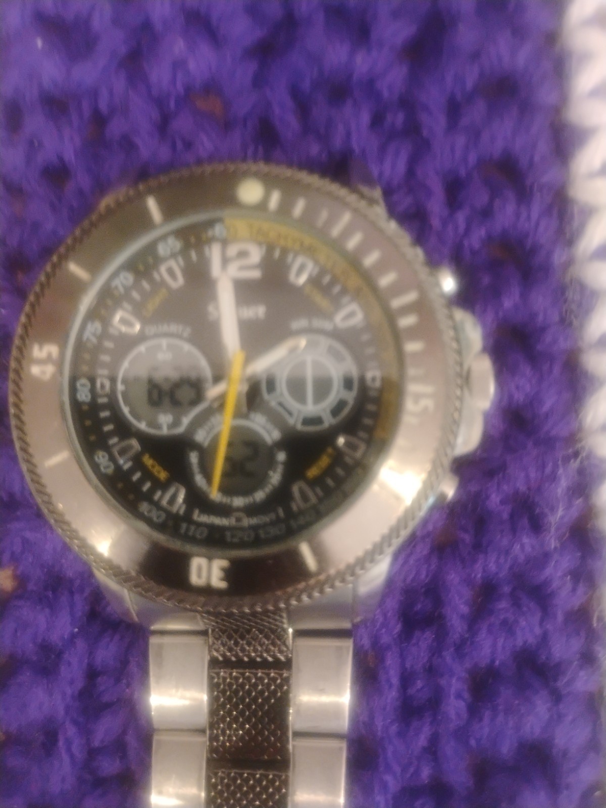 Stauer 20410 Colossus Men’s 44mm Hybrid Analog Digital Tachymeter Watch