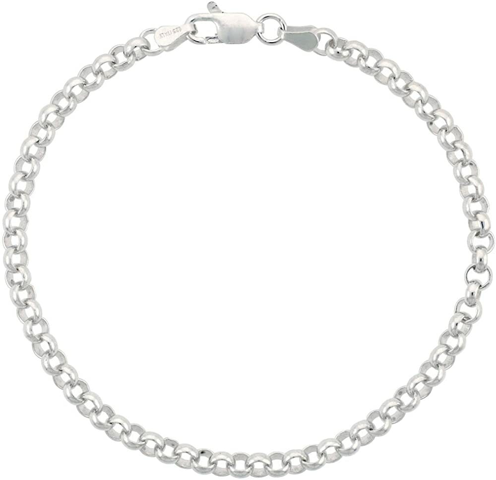 925 Sterling Silver Italian Rolo Chain Necklace Bracelet 4mm Sizes 7~30 inch