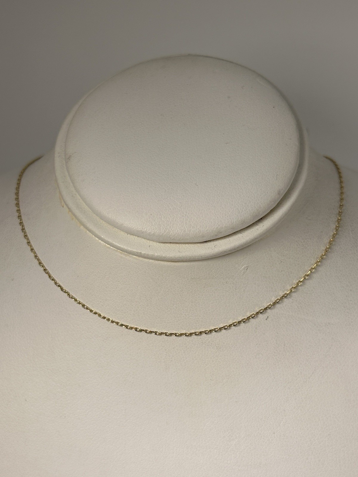 14K Yellow Gold Cable Link Chain Necklace, 16”, 1 mm, 0.7 g