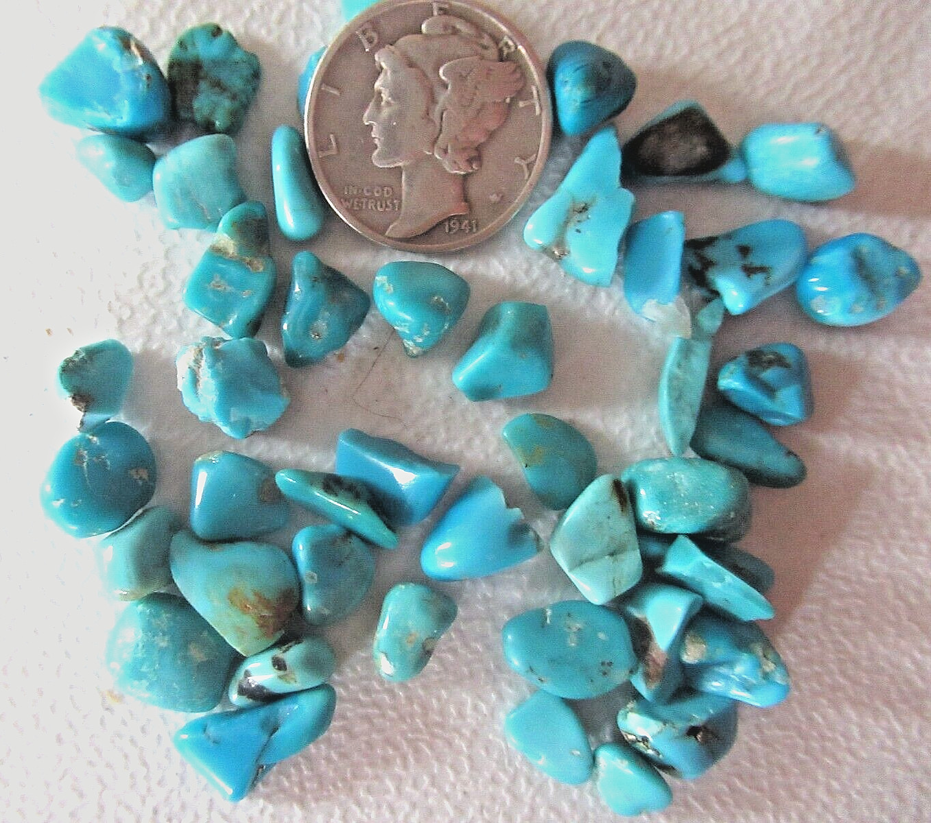 SLEEPING BEAUTY TURQUOISE STONES: 1 BAG=1/2 OZ =14g 5X4mm to 10X8mm #498