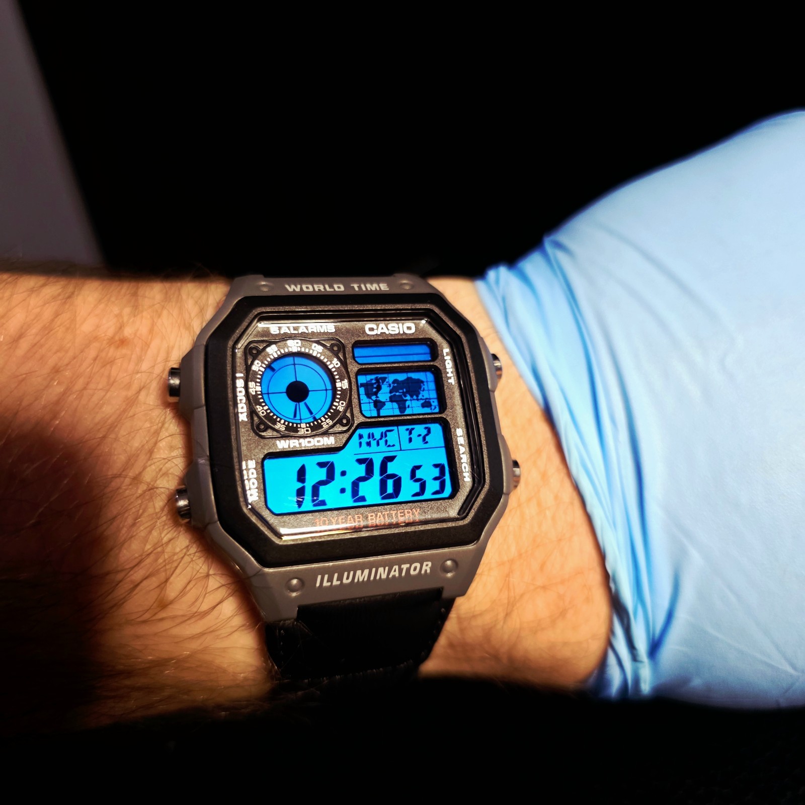 Blue 🔵 Casio Royale World Time AE1200 Grey Case Custom Mod