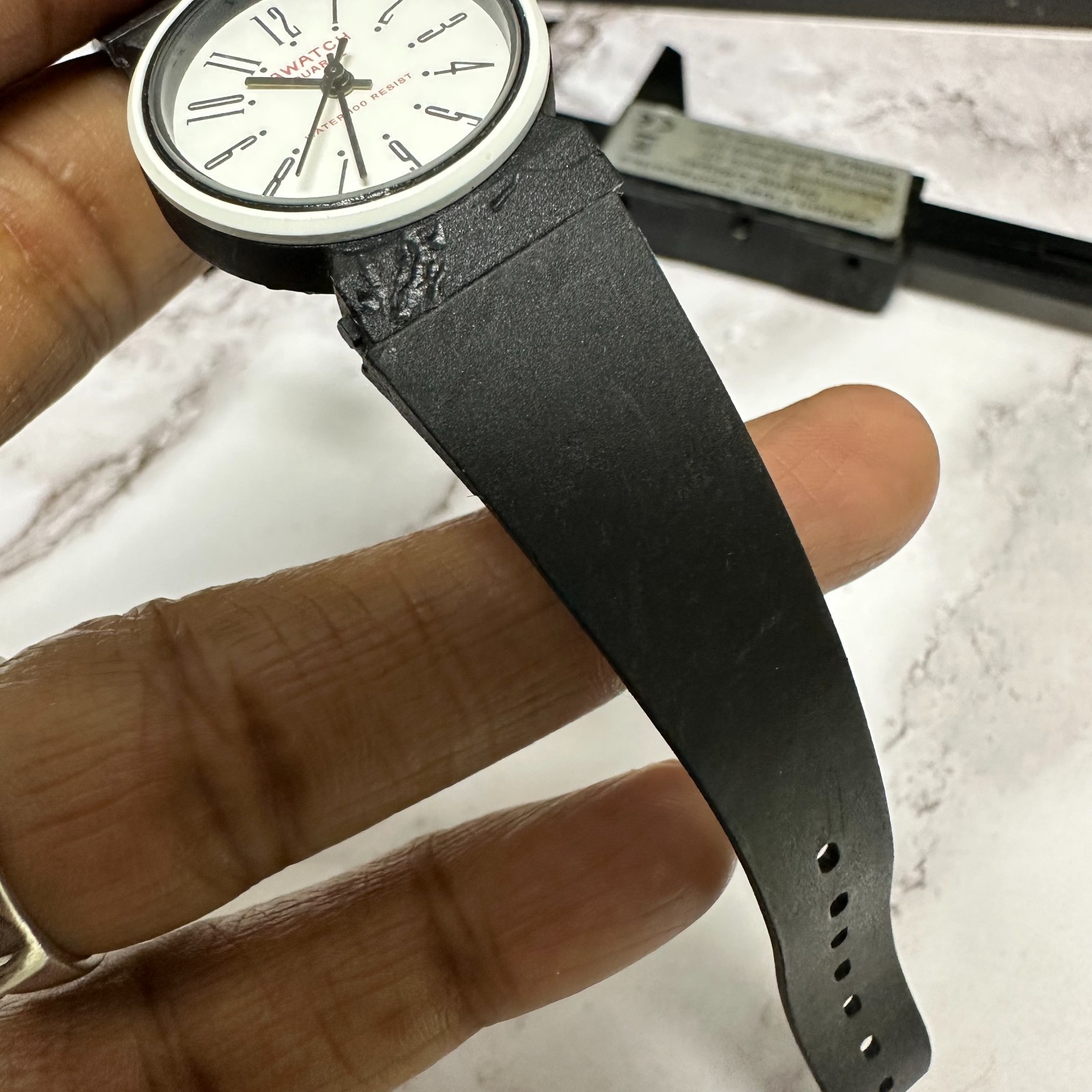 AWATCH Womens Watch White Dial 24MM Black Resin Band New Battery 8.5″