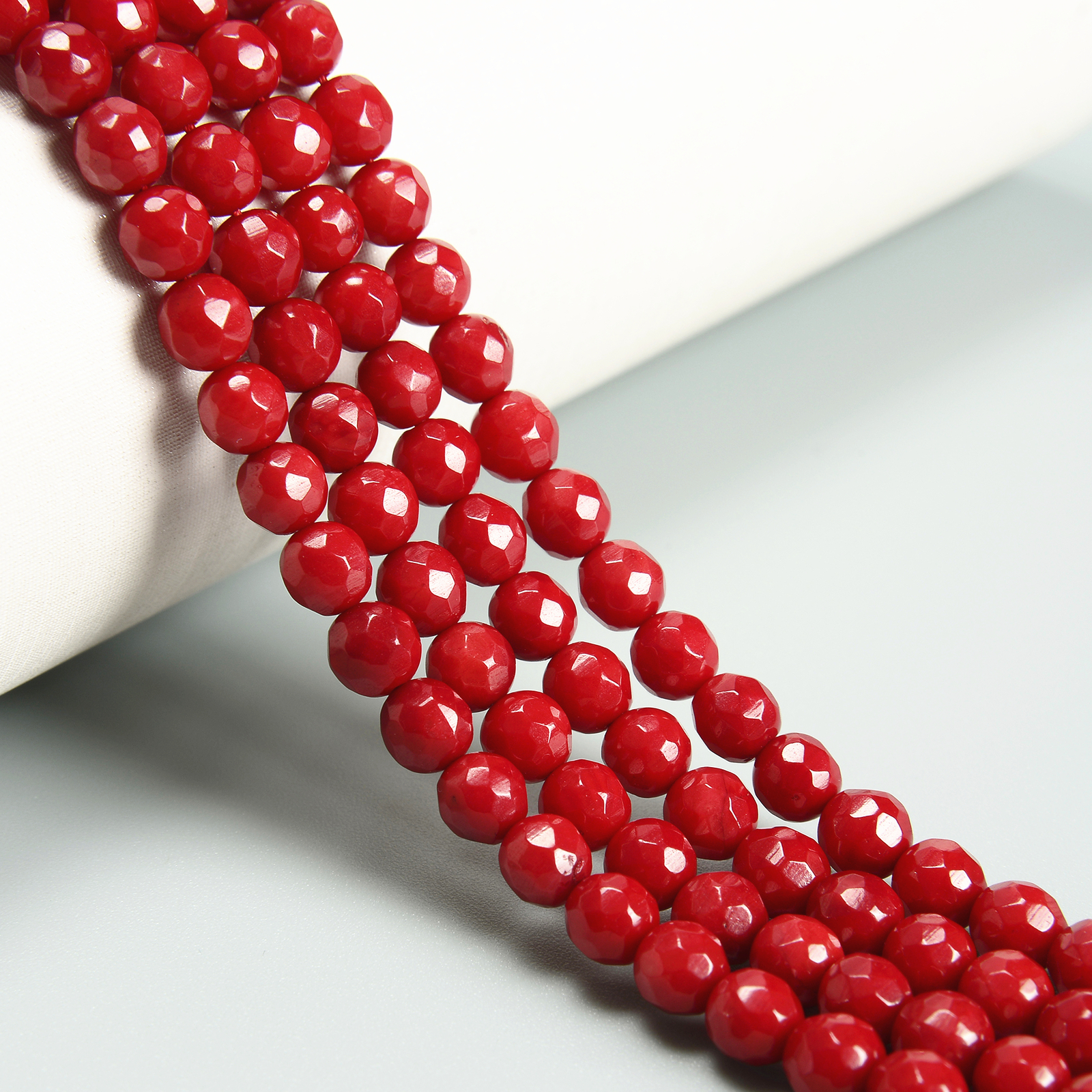 Red Bamboo Coral Faceted Round Beads Size 2mm 3mm 4mm 6mm 8mm 15.5″ Strand