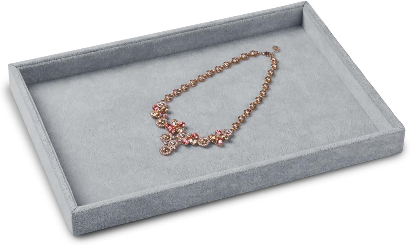 Velvet Flat Jewelry Trays Stackable Jewelry Drawer Organizer Holder Necklace