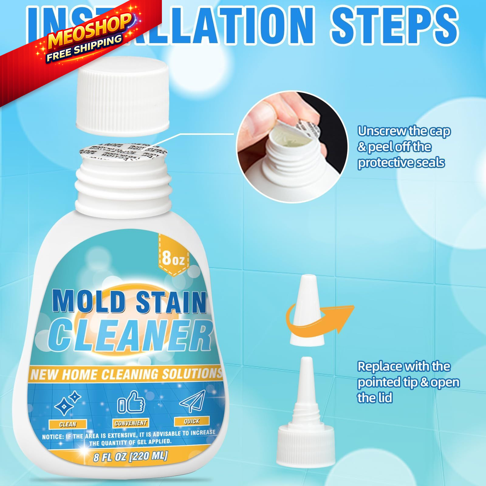 Mold Stain Cleaner Gel, 8 Fl oz Effective Washing Machine 9 Oz (Pack of 1)