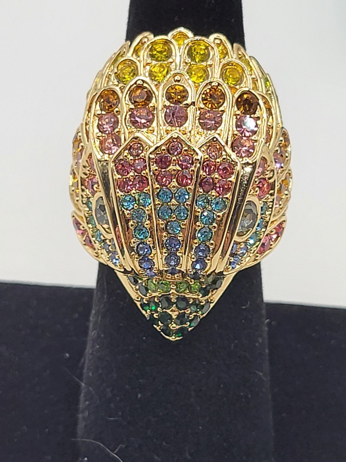 NIB KURT GEIGER London Multicolored Crystal Eagle Head Ring Sz 7 MSRP $148