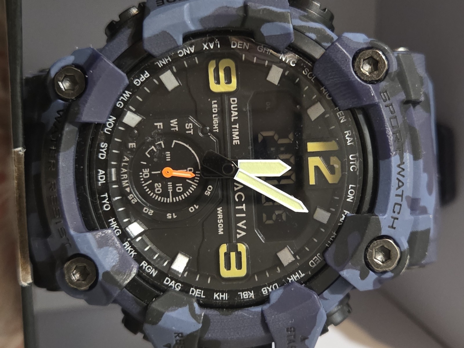 Activa X Invicta BlackOps Digital Men’s Watch 56mm,Camouflage,Blue (ACW1637-003)