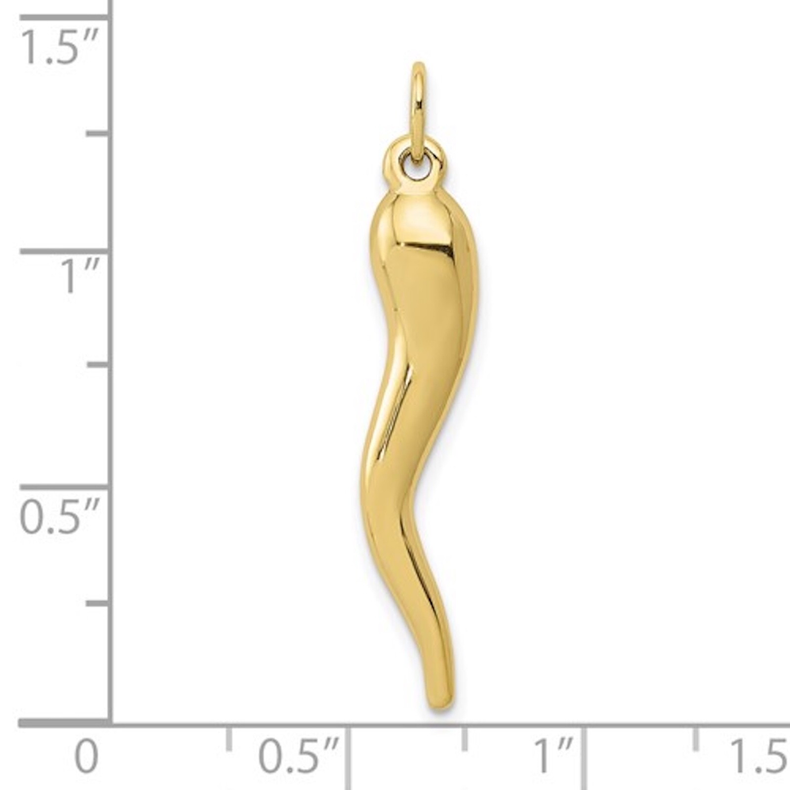 14K Real Gold 3D Cornicello Charm Pendant, Gold Italian/Chili pepper Horn – 14KH