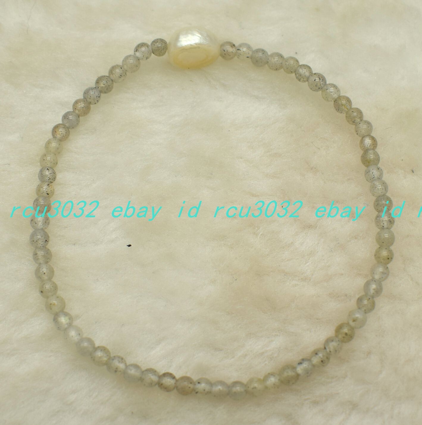 4mm White Labradorite White Baroque Pearl Round Beads Gemstone Bracelet 7-9 In