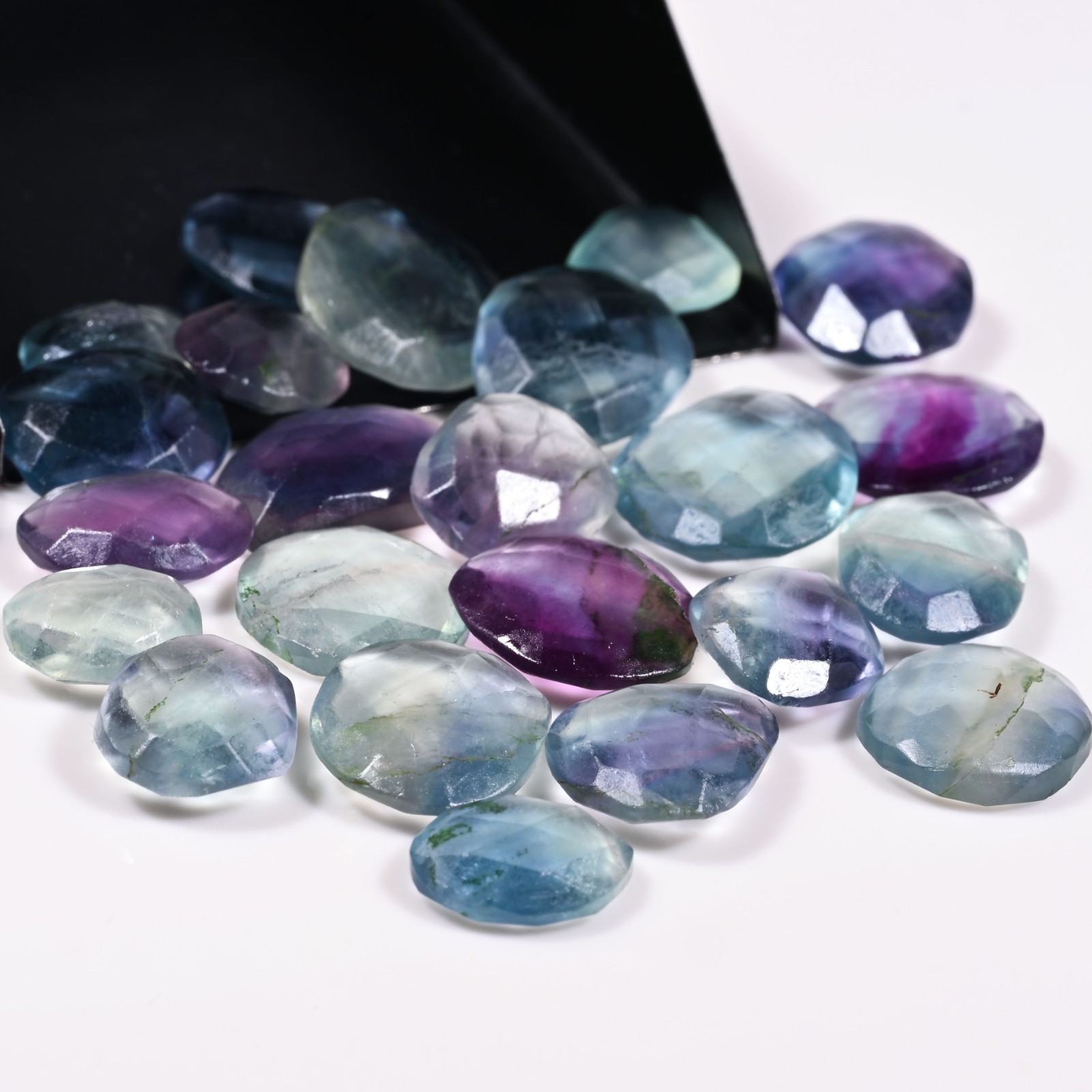 AAA+ Natural Rainbow Flourite Rose Cut Mix Shape Loose Gemstone 11X10-16X14 MM