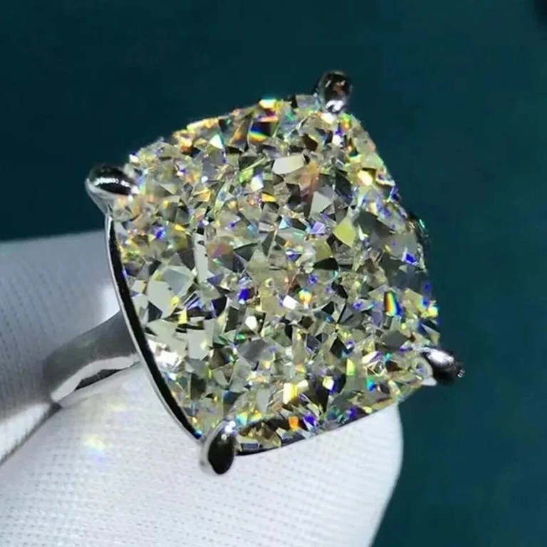 12 Ct Certified Treated Off White Diamond Solitaire Engagement Ring,925 Silver