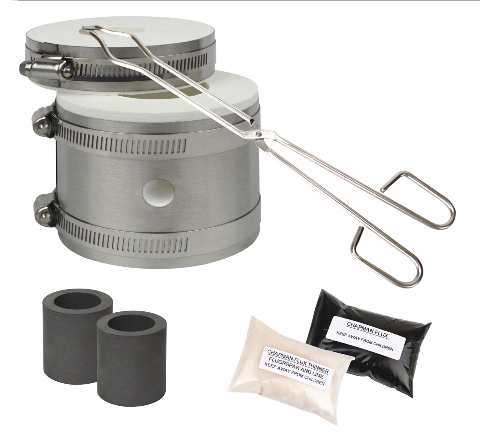 Mini PRO Kiln Gold & Silver Melting Kit Tongs Crucibles Propane Gas Furnace Set