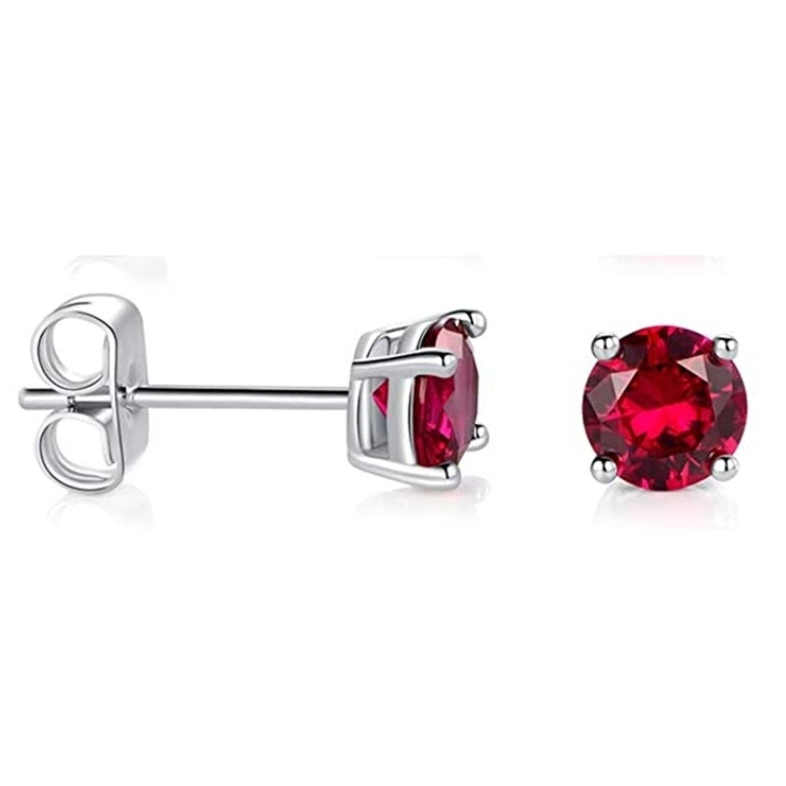 2mm Ruby Round Basket set Stud Earrings in Sterling Silver