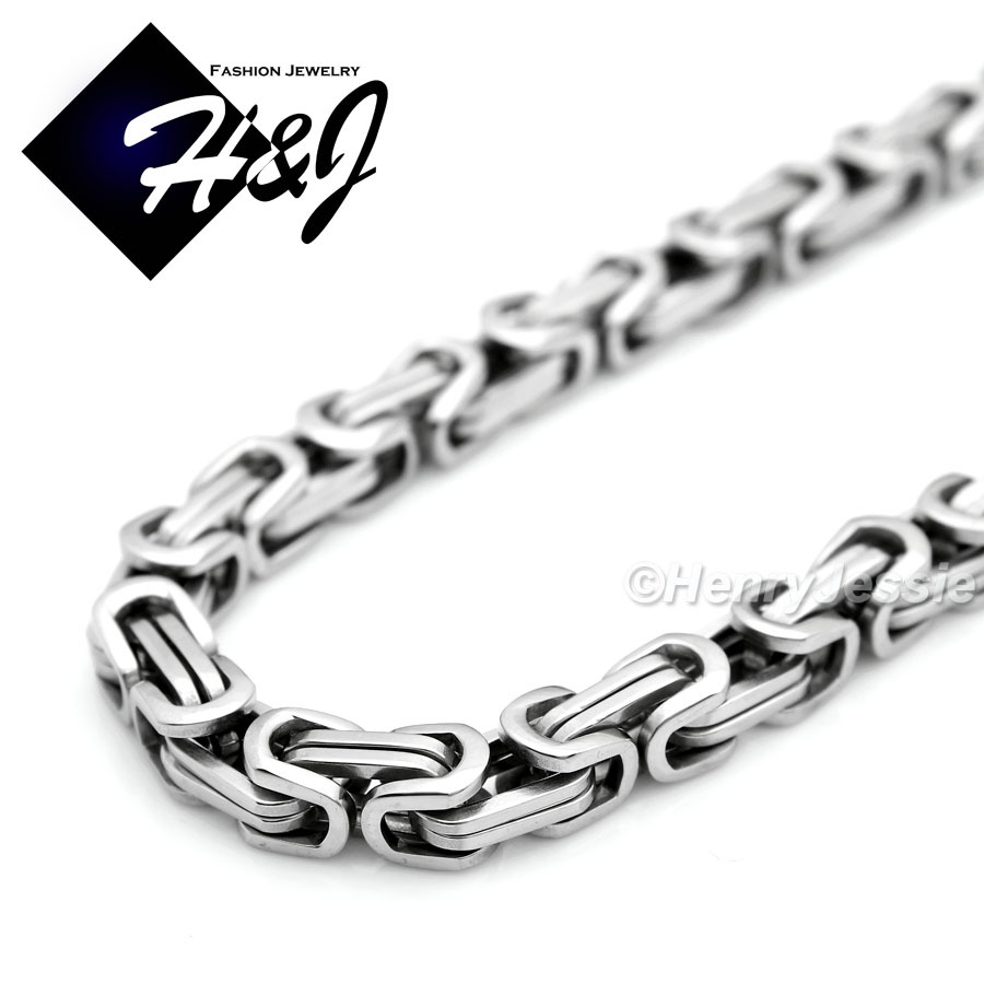 18-40″MEN’s Stainless Steel 4mm Silver Byzantine Box Link Chain Necklace