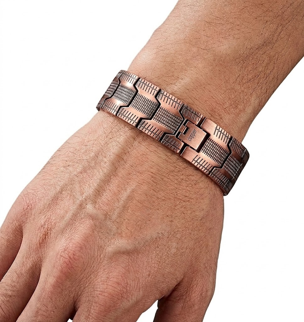 Copper Magnetic Bracelet for Men 3X Strength Magnets Adjustable with Sizing Tool