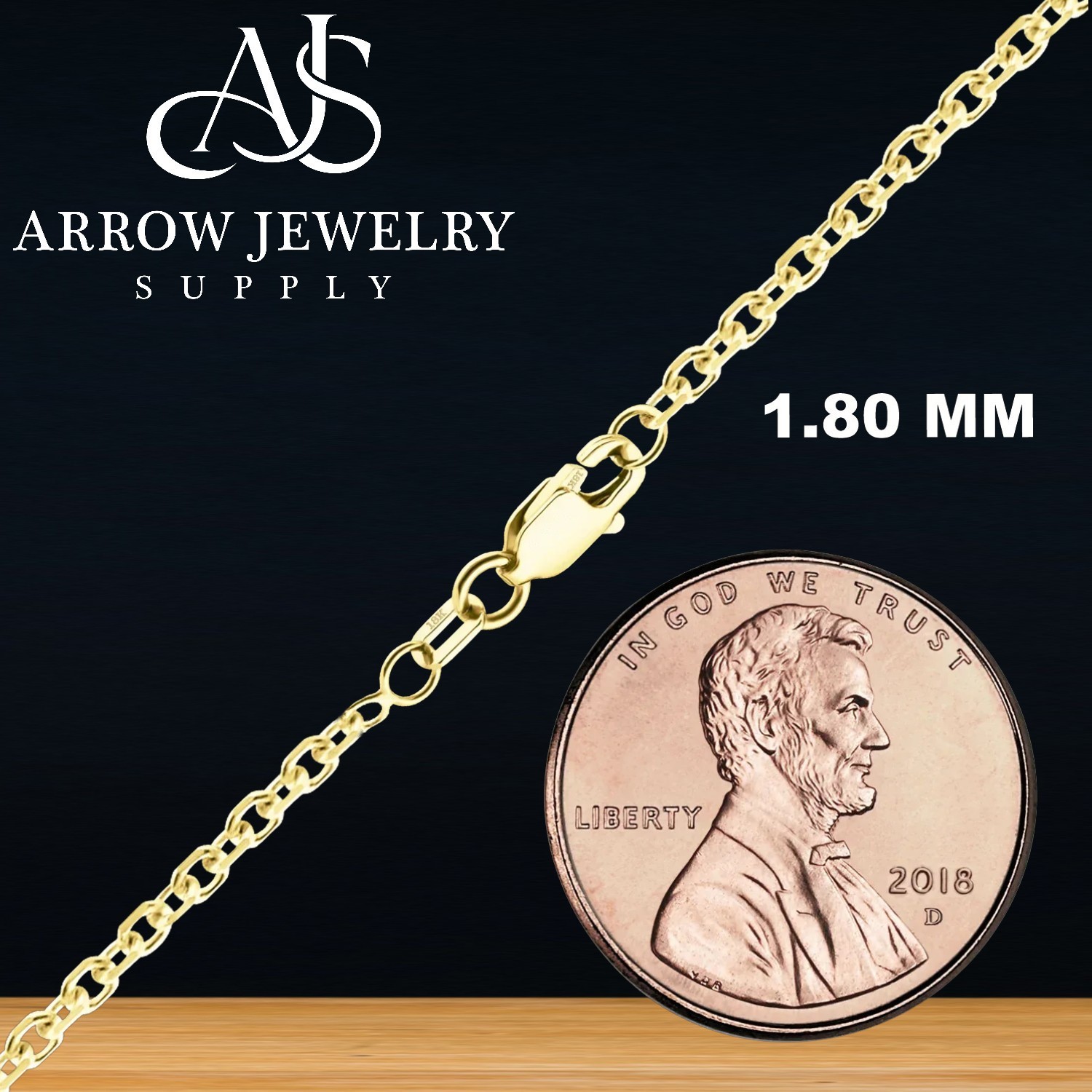 18K Solid Yellow Gold Diamond Cut Round Cable Bracelet