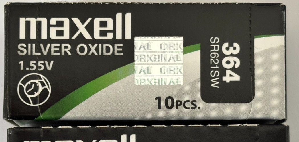MAXELL 364 – SR621SW – Silver Oxide Coin Cell Watch Battery 1.55V *EXP 09/2030*