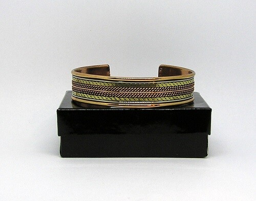 New Copper & Brass Cuff Bracelet, 6.5 X 5/8th Inch Tarnish Resistant Non-Toxic