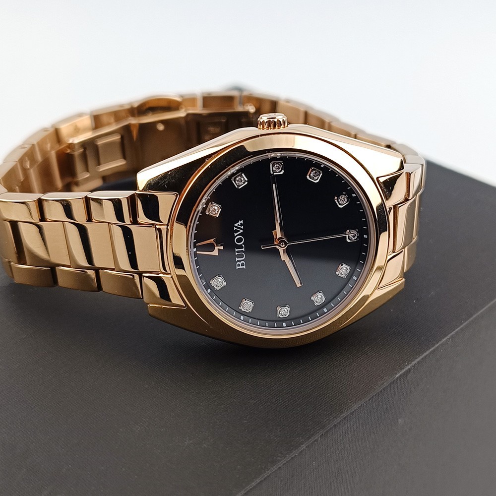 Women’s Bulova Surveyor 97P156 Gray Dial Rose Gold Strap Stainless Quartz Watch
