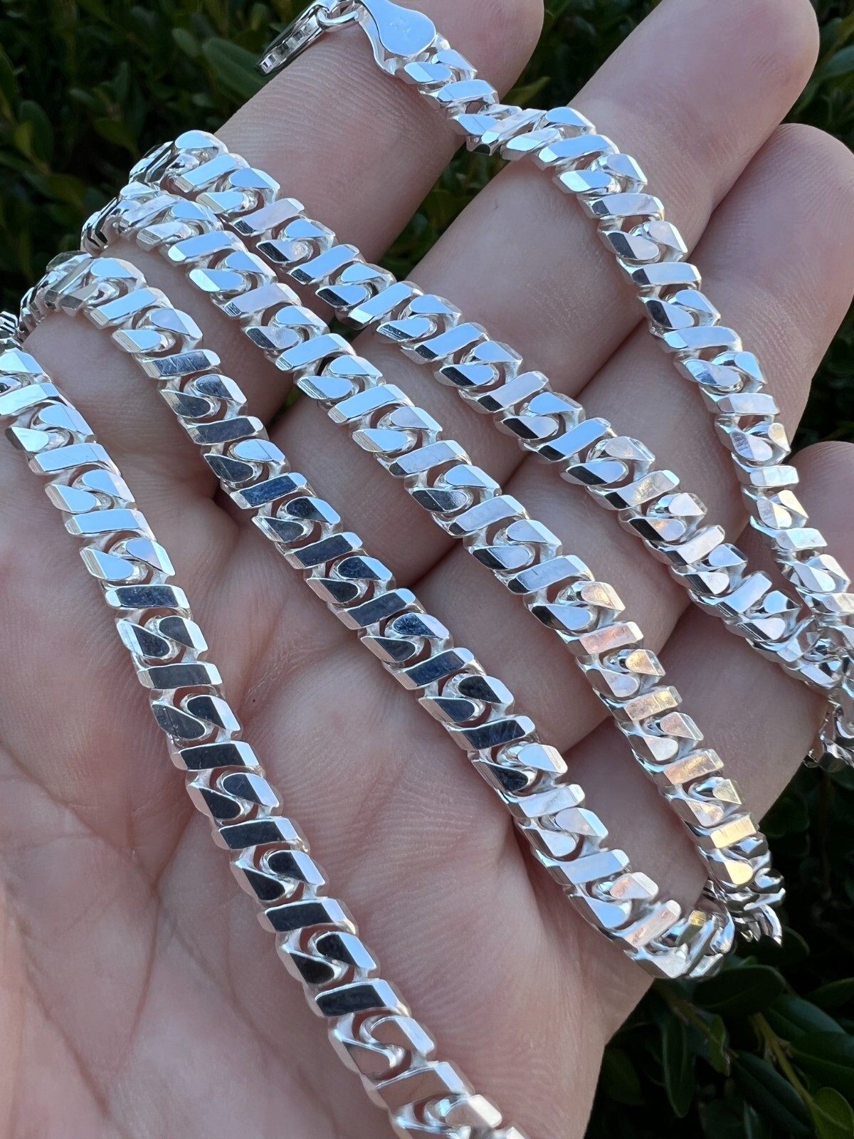 Real Dollar Cuban Link Chain Or Bracelet Solid 925 Sterling Silver ITALY 2.5-6mm