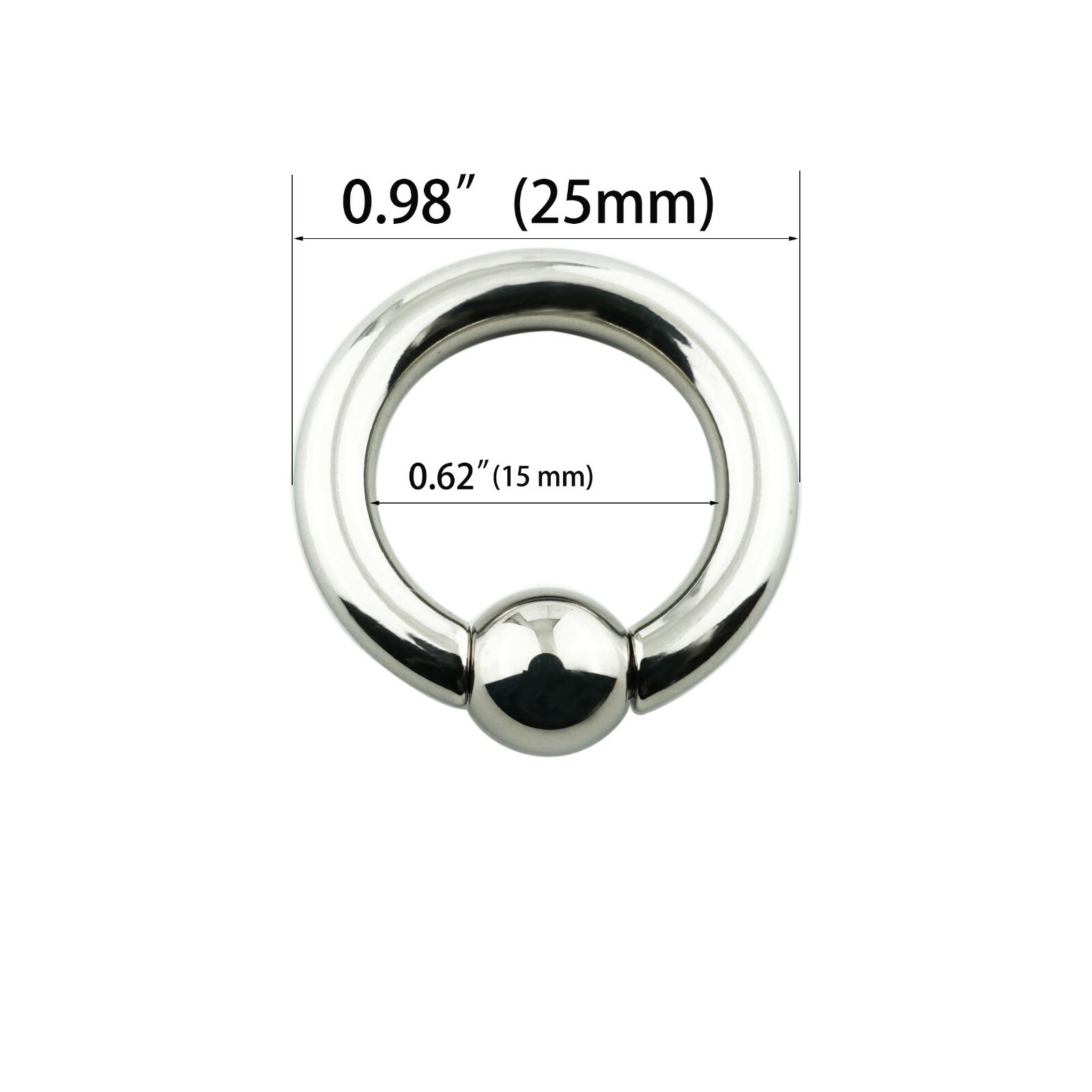 Big Size Stainless Steel Captive Bead Ring CBR Ear Tunnel Plug Gauge Piercing