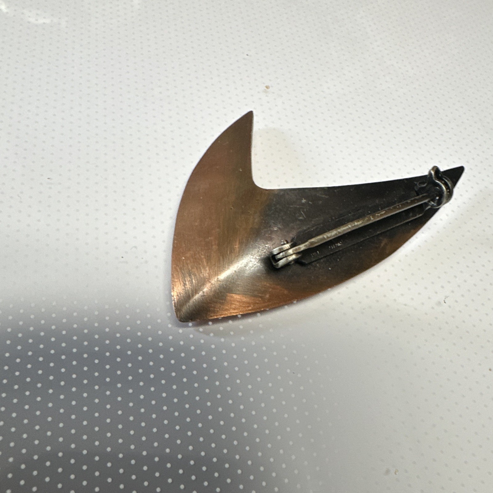 Kim Signed Abstract Asymmetrical Copper Tone Boomerang Brooch Pin Pat 2383012