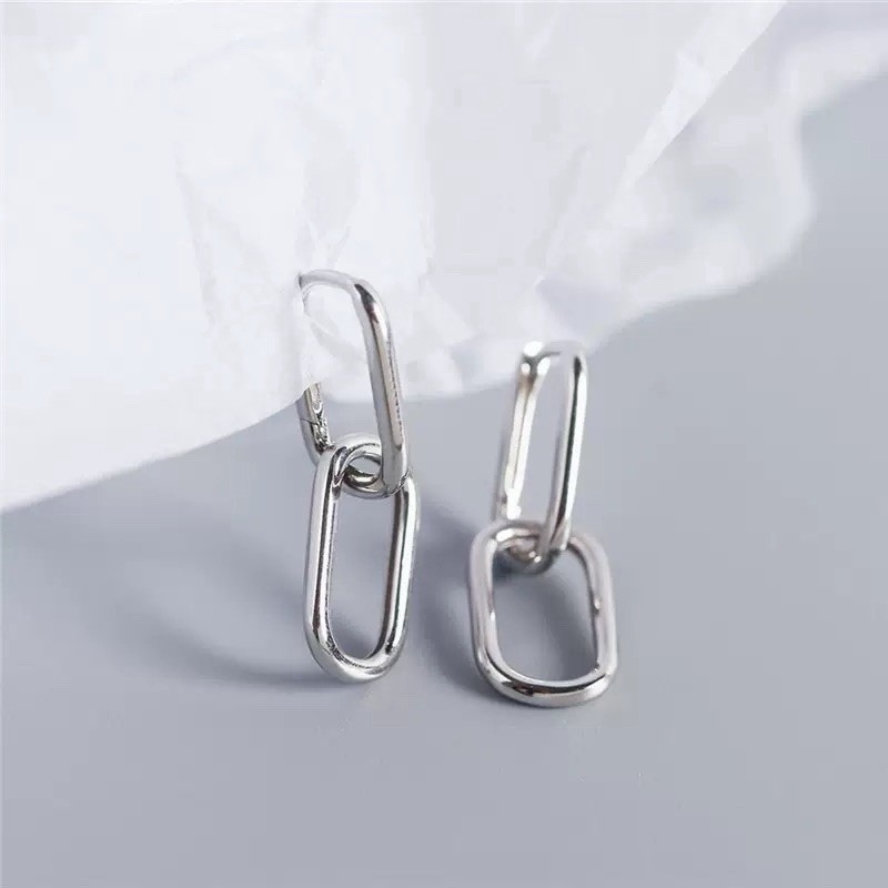 Paperclip Link Chain Earrings 925 Sterling Silver Convertible Link Earrings 077