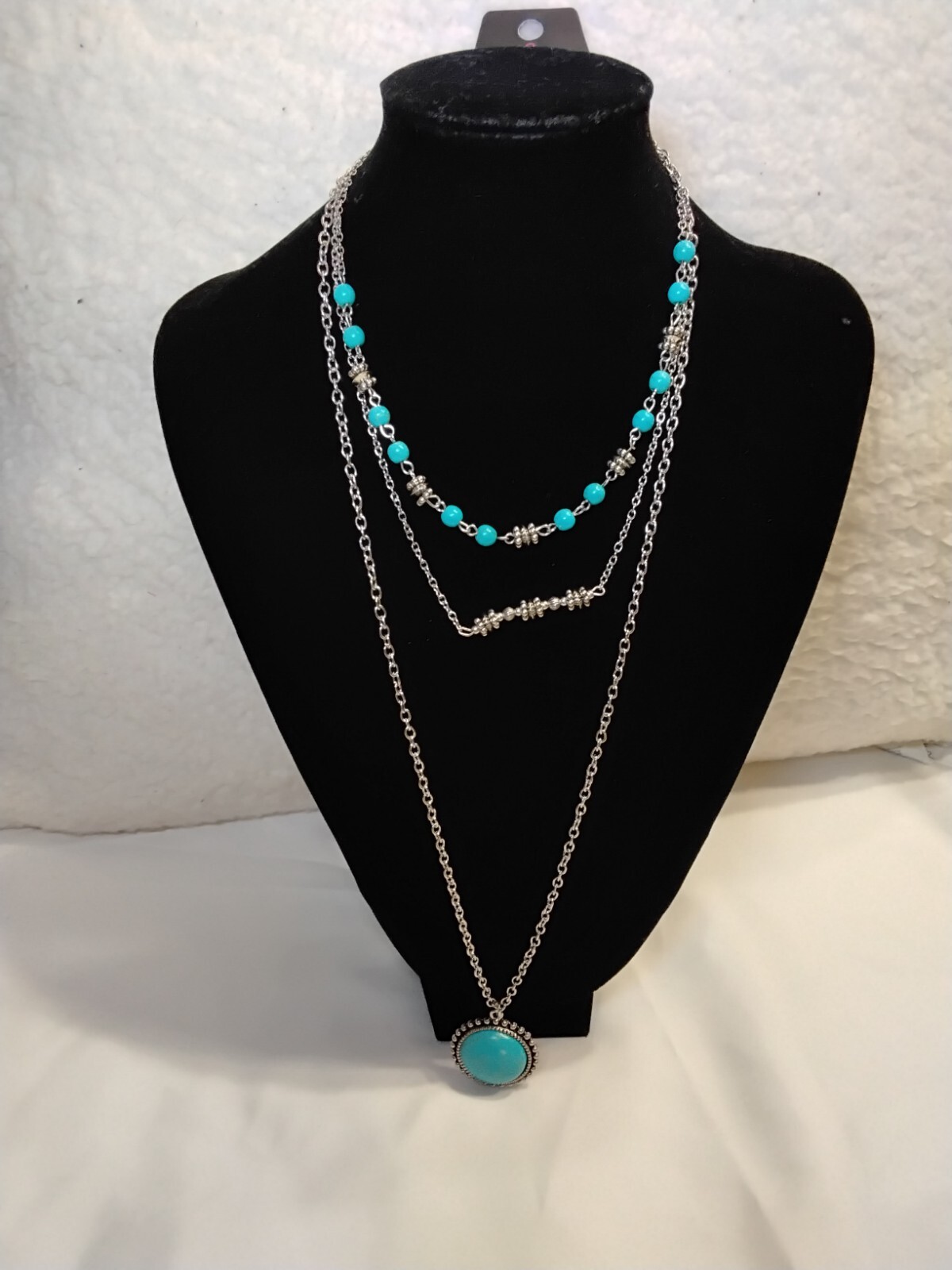 Paparazzi: Blue and Sliver Necklace | Long 3 Layer Necklace |Accessories