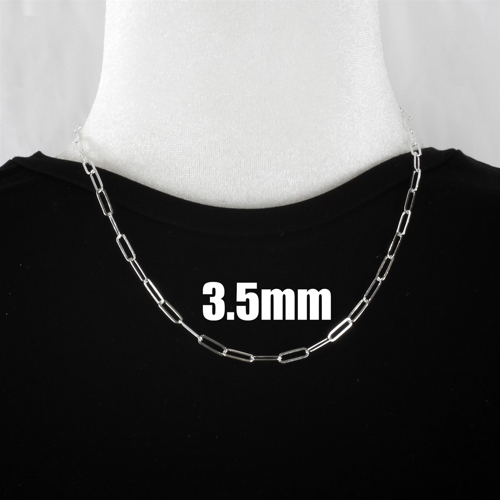 Rhodium 925 Sterling Silver Chic Paper Clip Chain Necklace Guaranteed Genuine