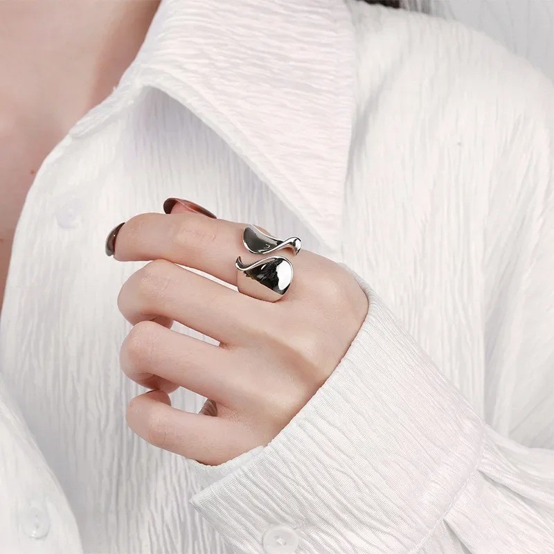 925 Sterling Silver Couple Ring Minimalist Adjustable Jewelry