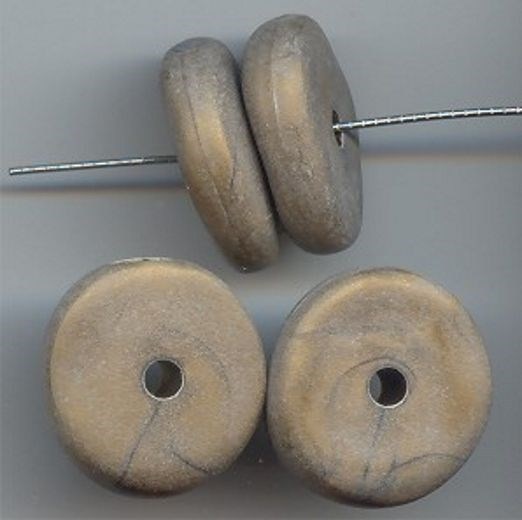 18 VINTAGE GOLD BRONZE MATTE ACRYLIC 7x24mm. NUGGET SPACER DISC BEADS 5726