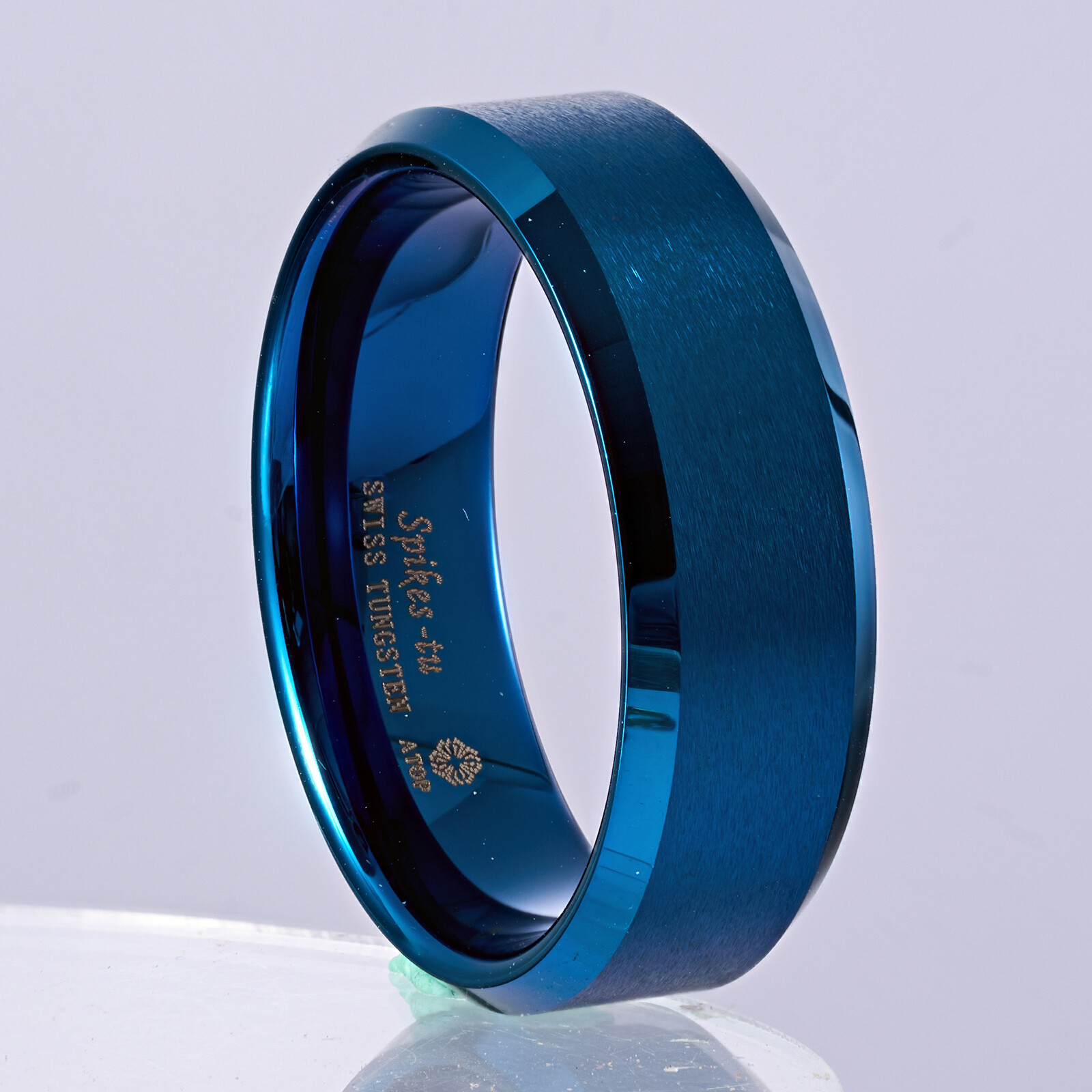 8mm Blue Classic Simplicity Tungsten Ring ATOP Brushed Men Bridal Jewelry