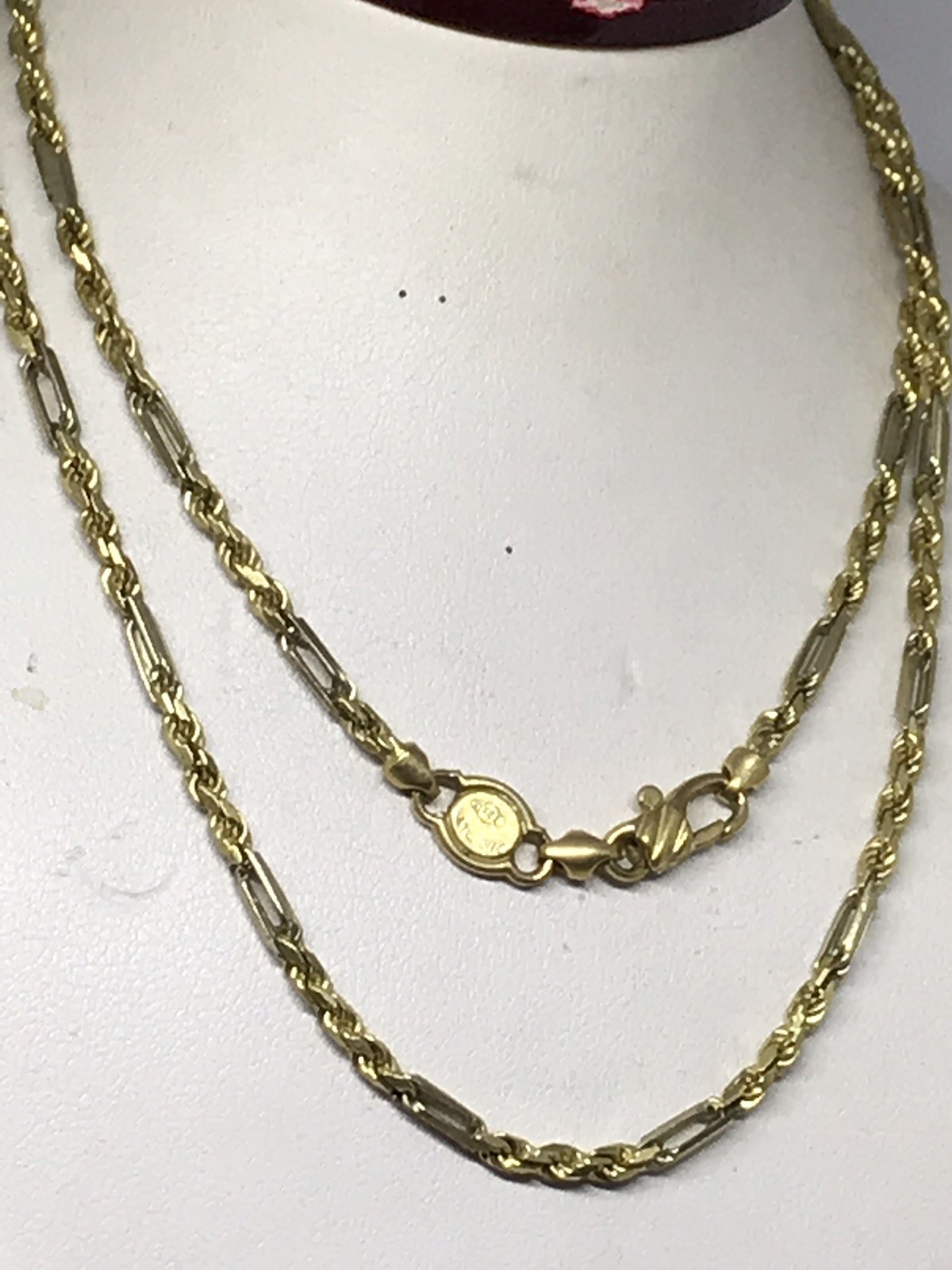 GOLD 14k chain figarope Yellow White Italy 22” Inch 2mm 14.5g