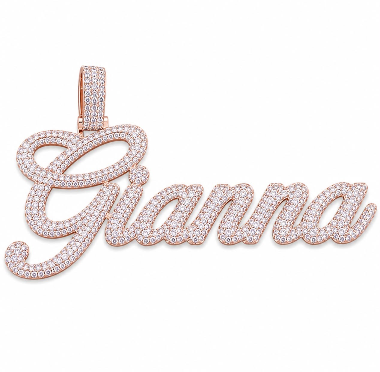 2.20 Ct Round Real Moissanite Name Pendant In 14K Yellow Gold Plated