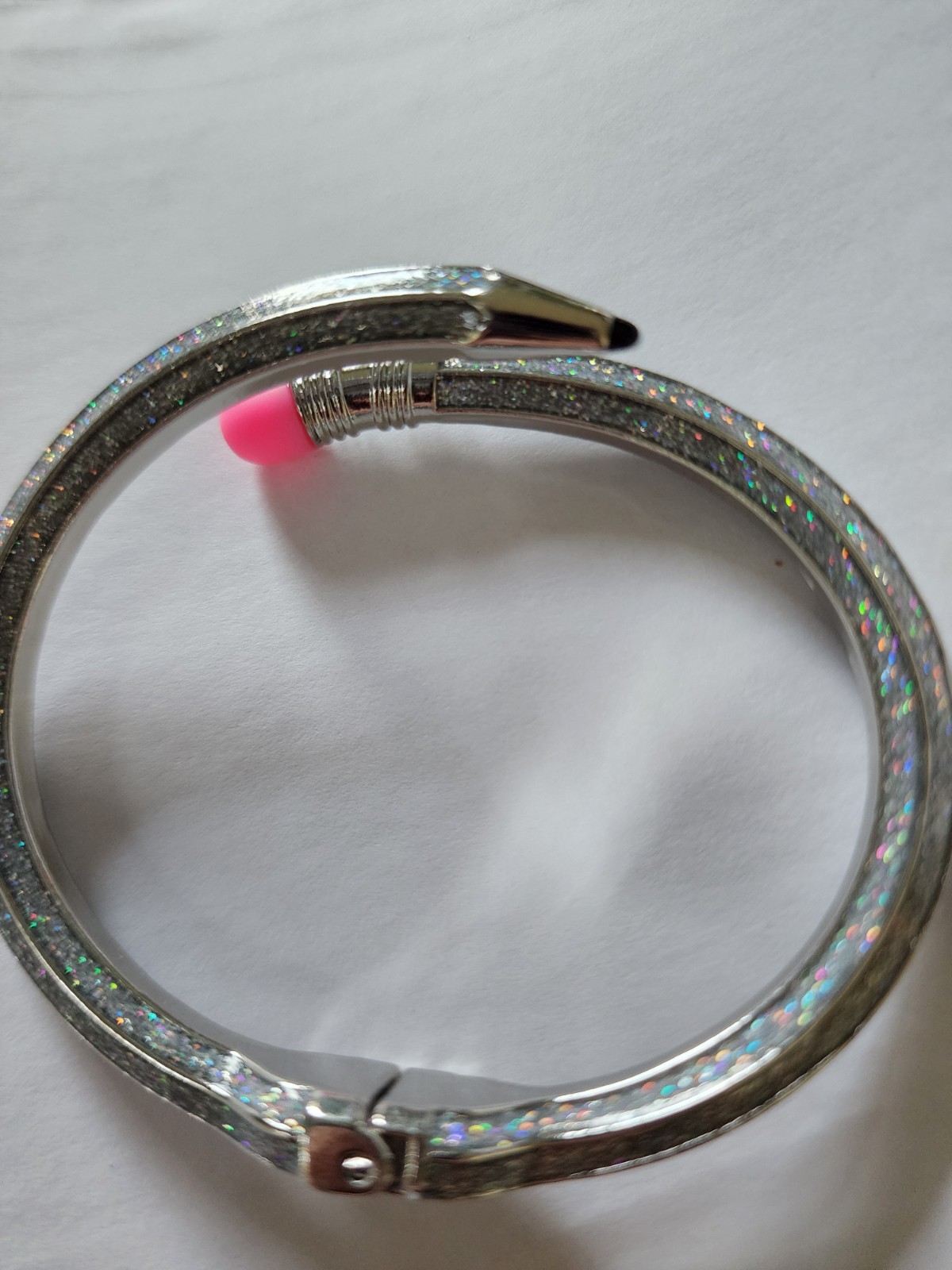 Gray Glitter Pencil Wrap Bracelet – Pink Eraser – NWOT