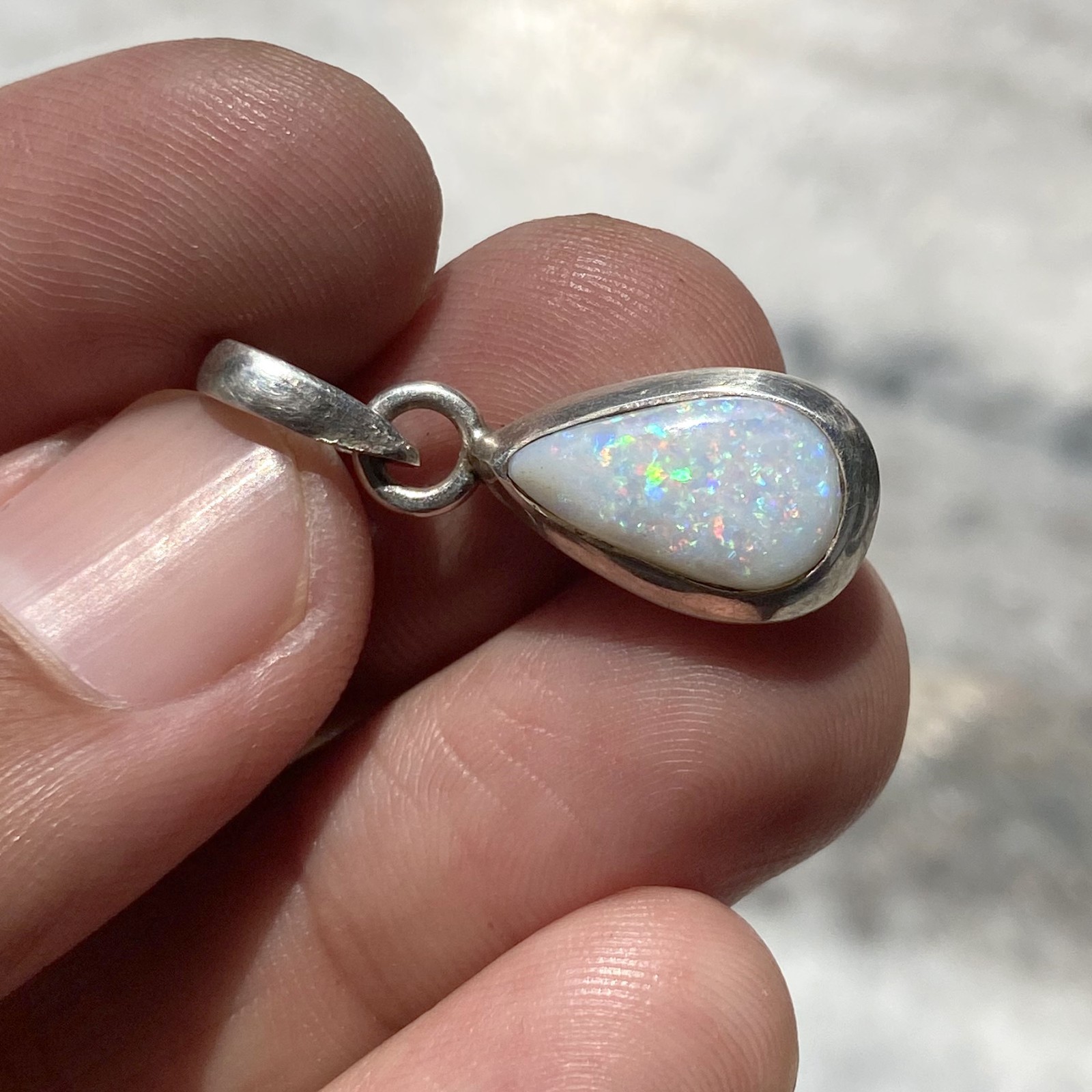 Natural Australian Multi Opal 925 Solid Sterling Silver Pendant Stone Size 12×8