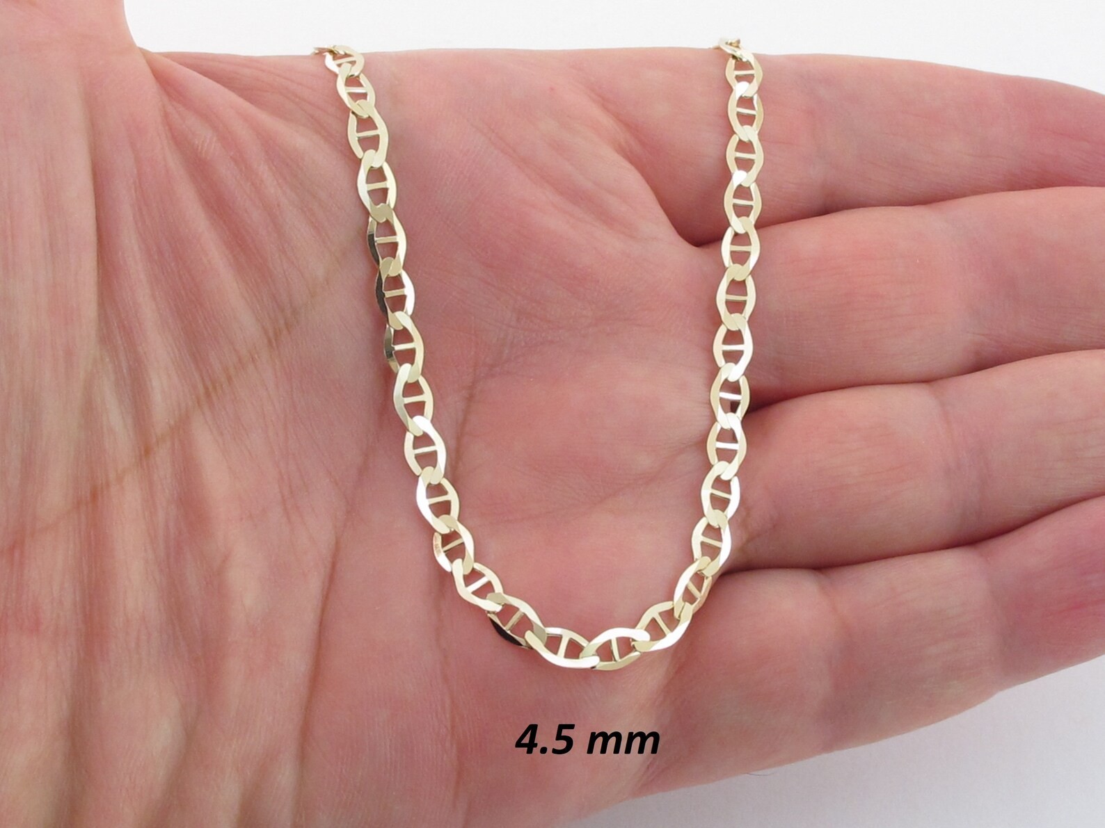 10k Solid Yellow Gold Mariner Anchor Link Chain 16″ To 24″, 1.2 mm To 5.5 mm