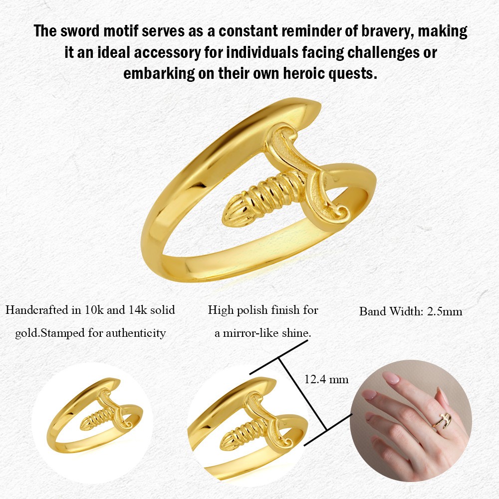 Gold Medieval Sword Wraparound Band Ring (Available in Yellow/Rose/White Gold)